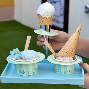 Biểu tượng tùy chỉnh in Ice Cream cup sữa chua đông lạnh Ice Cream Bát dùng một lần tường Giấy cup với nắp - Product Image 6