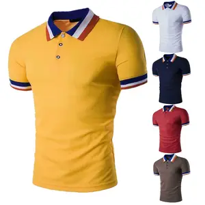 Impressão de transferência de importação rótulo pescoço listrado gola polos camisas de t camisa dos homens do polo camisas dos homens por atacado com logotipo personalizado