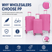 Ensemble de valises rigides en PP rose à coque côtelée, avec poignée latérale, certifié usine, pour vente au détail