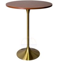 Vente directe d'usine haute ronde noir et or mdf balcon fil tables de bar à cocktails en acier inoxydable