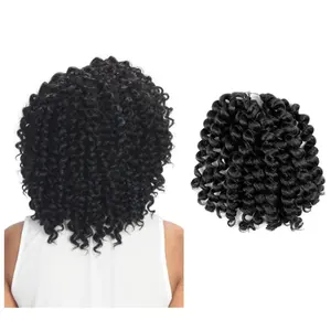 Baguette ombrée Curl Crochet Curly Twist Tressage Cheveux 8 pouces 80g Jumbo Tresses pour femme noire