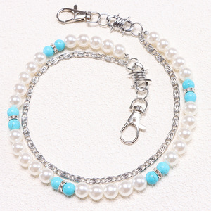 Chaîne de taille double couche Yueli avec perles et perles turquoise, accessoire pour pantalon en jean, chaîne de corps tendance pour usage quotidien - Product Image 2