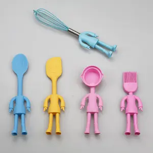 Human Shaped Set Non-Stick Kitchen Cooking Utensils Sets Gadgets Baking Tools Silicone Spatula Potato Masher Whisk