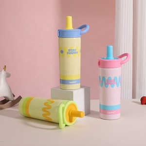 Gobelet isotherme portable personnalisé en acier inoxydable 316, à double ouverture, avec poignée et paille, design créatif et coloré pour filles - Product Image 2