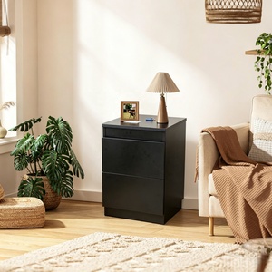 Table de chevet sécurisée et élégante avec compartiment caché pour armoire à armes, étagère de rangement en bois avec serrure à carte NFC pour chambre à coucher - Product Image 6