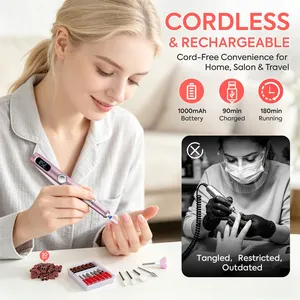 Perceuse à ongles sans fil 35000 tr/min, lime à ongles électrique rechargeable avec affichage du niveau de batterie, pour ongles en acrylique et gel, usage professionnel et domestique - Product Image 5