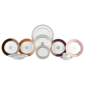 Set di stoviglie in porcellana stoviglie matrimonio moderno Set di stoviglie bianco Design decalcomania moq basso