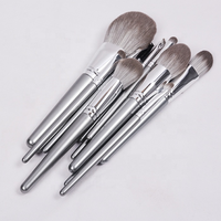 Ensemble de pinceaux de maquillage pour le visage en poils synthétiques de haute qualité avec manche en bois argenté professionnel, 14 pièces, échantillons gratuits, étiquette privée