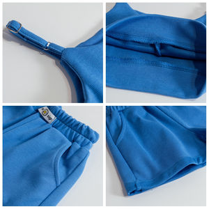 बच्चों कोरिया शैली लड़की आकस्मिक फैशन बच्चा आउटफिट 2023 गर्मियों लड़की बच्चे का पट्टा फसल शीर्ष और शॉर्ट्स दो टुकड़े सेट - Product Image 2