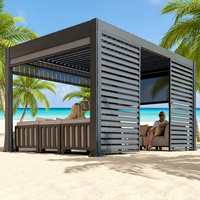 Pavillon extérieur moderne avec structure en acier thermolaqué blanc et toit à lames bioclimatiques pour terrasse, patio, salon, plusieurs tailles disponibles