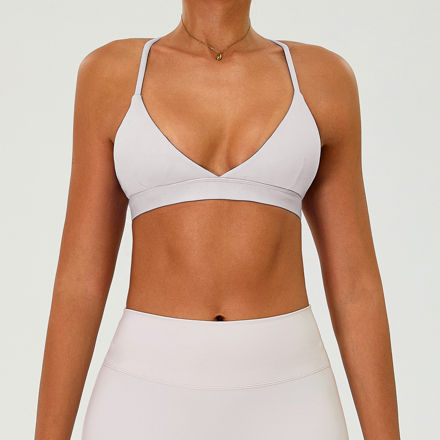 Oem Quick Dry Deep V Cross Back Sports Bra Spaghetti Straps Workout Gym Yoga Bra