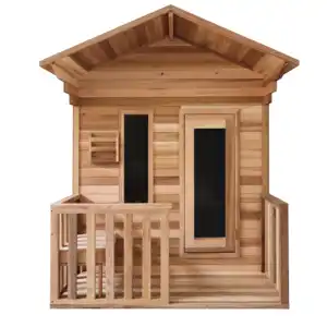 4 Persons Outdoor Cabin Sauna Garden Barrel Sauna Bath Room Red Cedar Wood