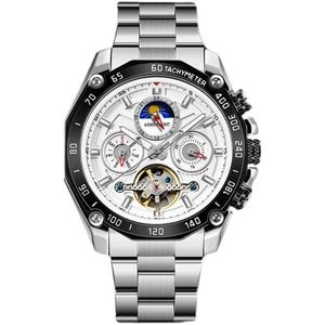 Montre mécanique automatique authentique pour homme, <span class=keywords><strong>import</strong></span>ée, avec tourbillon, phase de lune, luminescente, boîtier en acrylique et métal, cadran de 43 mm, 3 ATM - Product Image 1