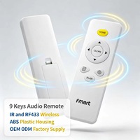 Télécommande sans fil JCXK 9 touches IR et RF433 en plastique ABS pour système audio domestique, OEM ODM, fourniture d'usine personnalisée