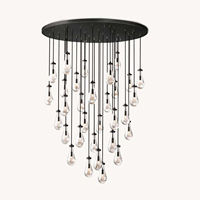 Lustre moderne de luxe en laiton doré, suspension décorative LED en verre en forme de goutte de pluie pour entrée à plafond haut