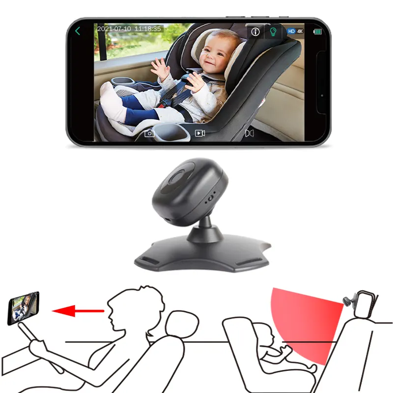 תינוק רכב מראת תינוקות ב מול מושב אחורי עם רחב גביש ברור <span class=keywords><strong>מצלמה</strong></span> תינוק ניטור
