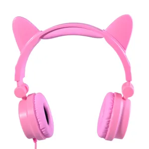 Réduction du bruit avec des oreilles de chat rougeoyantes Led casque filaire ordinateur apprentissage casque écouteurs