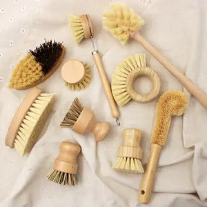 Eco All Nature Household Kitchen Bamboo Bottle Brush Dish Clean Vegetable Potato Pan Scrub Brushes