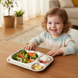 Assiette à dîner divisée pour enfants en acier inoxydable 304 de qualité alimentaire, forme d'ours mignon, plateau d'alimentation pour bébé, assiette à déjeuner en métal - Product Image 4