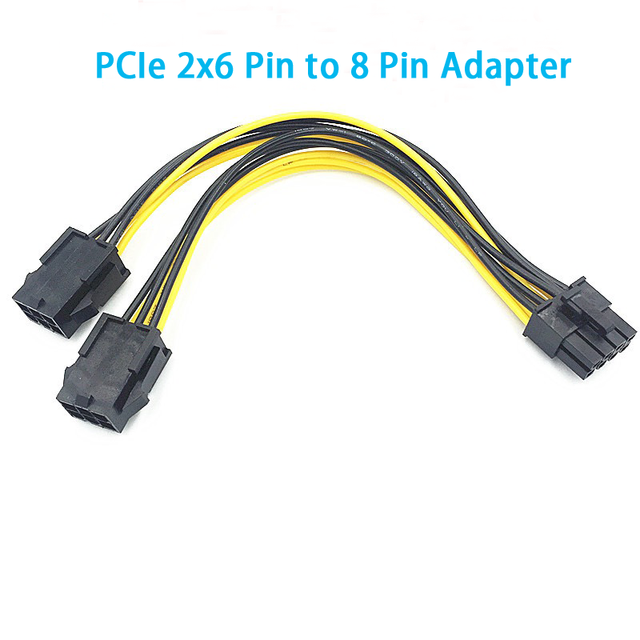 PCIe 2x6 Pin to 8 Pin GPU Adapter Dual 6 Pin Female to Single 8 Pin Male PCIe Graphics Power Cable