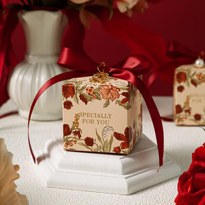 صندوق هدايا من رقائق الذهب الفاخرة بطباعة الشمبانيا لحفلات الزفاف صندوق هدايا حلوى مكعب صغير - Product Image 6