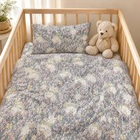 Tissu imprimé floral mouton mignon 100% coton bleu clair à pois, tissu écologique pour pyjamas et vêtements pour enfants