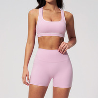 Ensemble de yoga d'été sans manches de haute qualité pour femme, extensible dans les 4 sens, avec short de fitness rehausseur de fessiers et contrôle du ventre, séchage rapide