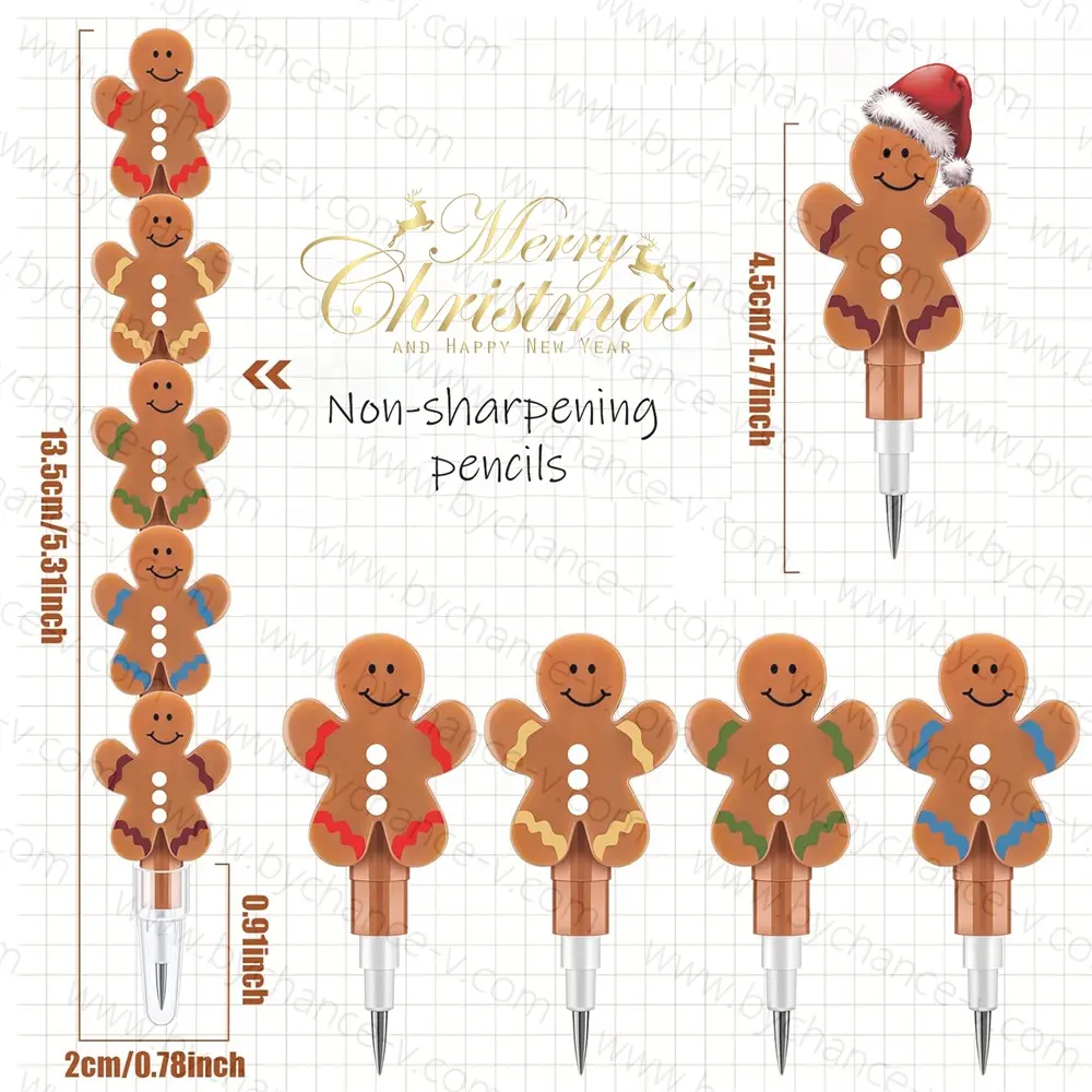 Christmas classic small gift Stackable gingerbread man non-sharpening pencils Xmas party event free gift idea