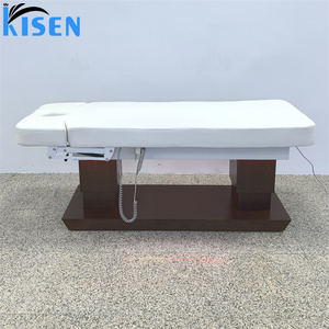 Lit de beauté électrique Kisen Luxury Design à 4 moteurs avec base en bois, éclairage LED, chaise pour extensions de cils, lit de tatouage, table de massage pour salon - Product Image 6