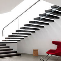 Escalier flottant en bois suspendu moderne et simple, avec support mural invisible, pour intérieur domestique