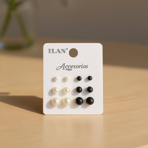 Orecchini a perla Ilan 5mm 8mm 10mm Neri Bianchi a lobo - Product Image 2