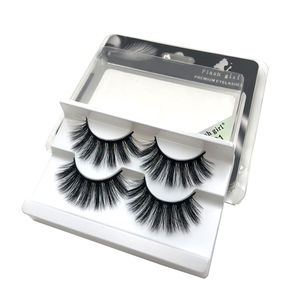 Plateau de 2 paires de faux cils naturels faits à la main multicouche profonde pour la simulation de tige - Product Image 1