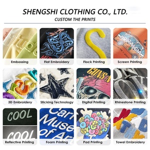 SHENGSHI T-shirt adulte en vrac coton 320g décontracté col rond doux rétro pierre lavage quotidien avec Logo personnalisé quantité minimale de commande bas T-shirt décontracté pour unisexe - Product Image 6
