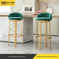 Tabouret de bar moderne et minimaliste de luxe léger, avec dossier, siège pivotant, hauteur réglable, structure métallique, tendance, pour comptoir haut