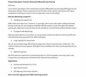 Boîtier de différentiel en fonte SG LUCAN TECHNO, nouvelle conception CNC, usiné avec précision pour transmission automobile - Product Image 5