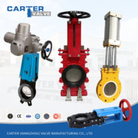 Vanne à opercule coulissante à gaine Carter, double, haute température, à bride à œillet, pneumatique, manuelle, avec joint dur et souple, pour applications minières et de pulpe, GB Custom