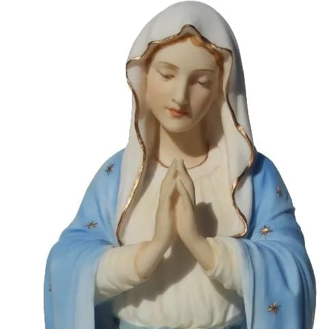 Großhandel handgemachte Harz katholische religiöse Statuen 11,75 Zoll selige Jungfrau Maria dekorative Figur, Pastellfarbe