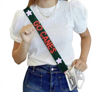 CRYSTAL CRAFT GO <b>CANES</b> Beaded <b>Webbing</b> Strap with Star Pattern Vintage Eco-friendly Fashionable Handbag Accessory - Product Image 1