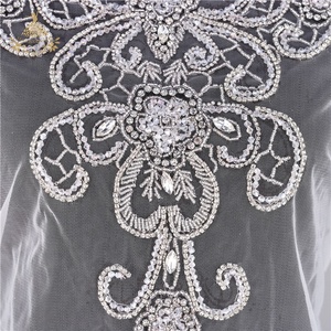 Dra087 sang trọng bạc tôn tạo váy cưới thời trang pha lê vạt áo các bản vá lỗi với Motif thạch SEW-on kỹ thuật - Product Image 5