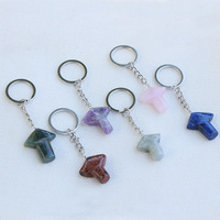 Porte-clés Champignon en Cristal de Chine Style Pastoral Naturel, Aventurine Verte, Cristal Rose, Pierre Semi-Précieuse, Petit Pendentif de Sac