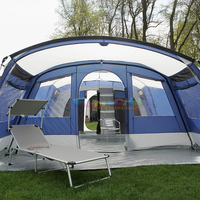 Tente de camping portable, tente de camping en plein air, grande tente de camping en tissu Oxford PVC respirant, deux chambres, pour 3-4 personnes, glamping