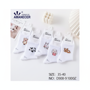 Calzini da donna in seta di Nylon bianco lunghi fino alle caviglie personalizzabili formato traspirante stampa Jacquard Design estivo lunghezza equipaggio di calore Logo - Product Image 1