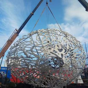 Scultura astratta dell'acciaio inossidabile della statua del metallo Led del giardino di arte moderna della sfera della sfera vuota per Squire fuori dal lato - Product Image 4