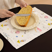 Set de table en tissu double face lavable 100 % coton à pois pastel et imprimé animaux mignons pour la vente en gros et la décoration intérieure