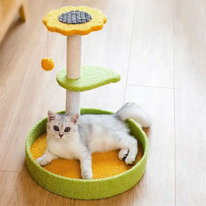 Felice gatto giocattoli interattivi fiore albero gatto all'ingrosso legno gratta e vinci - Product Image 4