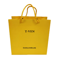 Sacs shopping en papier mat jaune de luxe, personnalisés et imprimés, pour vêtements et chaussures