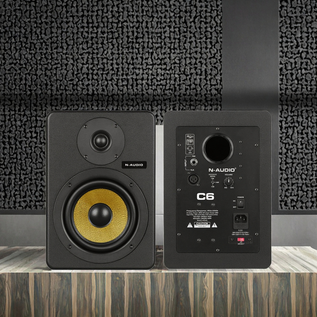 N-Audio C6 Series Professional 6-Inch Studio Monitor Speakers Good Sound Quality for Studio Church Senior Wood