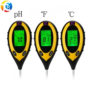 لون أصفر LCD كاشف التربة المحمولة رطوبة التربة درجة الحموضة درجة الحرارة الرطوبة التلقائي الاغلاق التحقيق الحساسة