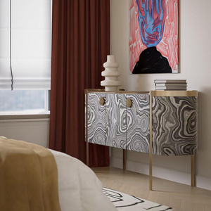 Mobile da Ingresso/Credenza a Parete in Acciaio Inossidabile di Lusso Leggero per Soggiorno, per Stoccaggio e Decorazione - Product Image 3