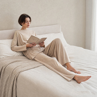 Ensemble de détente en cachemire doux et lyocell pour femme, haut oversize et pantalon large, tenue décontractée SOFT17